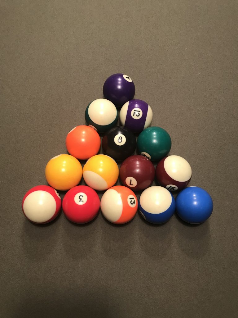 Example of how to rack 8 ball in pocket billiards and pool.